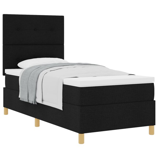 vidaXL Lit avec sommier et matelas noir simple en tissu