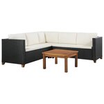 vidaXL Salon de jardin 4 Pièces avec coussins Résine tressée Noir