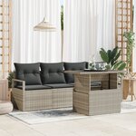 vidaXL Ensemble de Canapés de Jardin 5 pièces avec coussins Gris clair en poly rotin