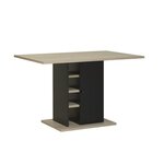 GAMI Table a manger rectangulaire avec rangement 1 porte - Décor chene et noir - L 120 x P 80 x H 75 cm - OXFORD