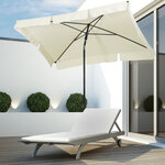 Parasol rectangulaire inclinable alu acier polyester haute densité diamètre 2 m beige clair