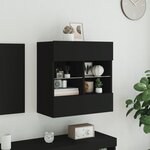 vidaXL Meuble TV mural avec lumières LED noir 58 5x30x60 5 cm