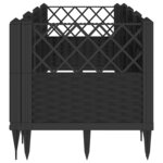 vidaXL Jardinière avec piquets noir 123 5x43 5x43 5 cm PP
