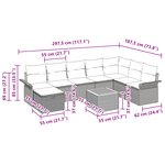 vidaXL Ensemble de Canapés de Jardin 9 Pièces avec Coussins Beige Poly Rattan
