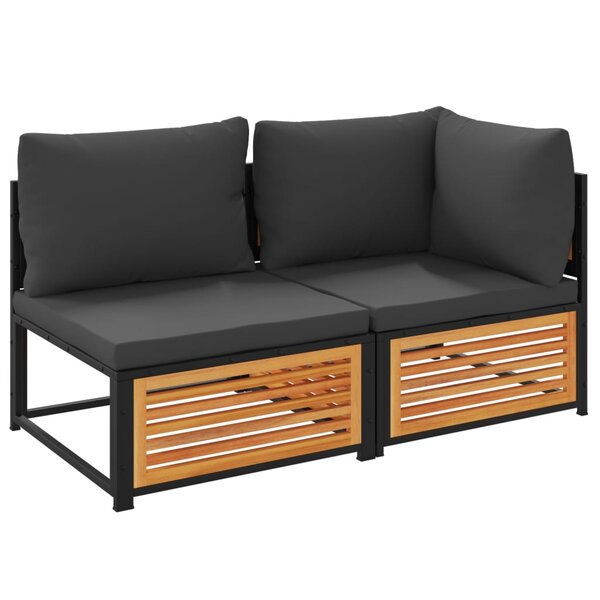 vidaXL Canapé de jardin avec coussins 2 places bois massif d'acacia