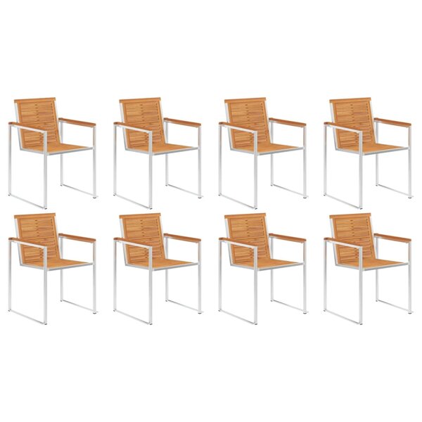 vidaXL Chaises de jardin 8Pièces Bois d'acacia solide et acier inoxydable