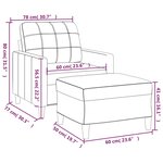 vidaXL Fauteuil avec repose-pied Gris foncé 60 cm Tissu