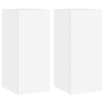 vidaXL Meubles TV muraux avec lumières LED 2 Pièces blanc 30 5x35x70 cm