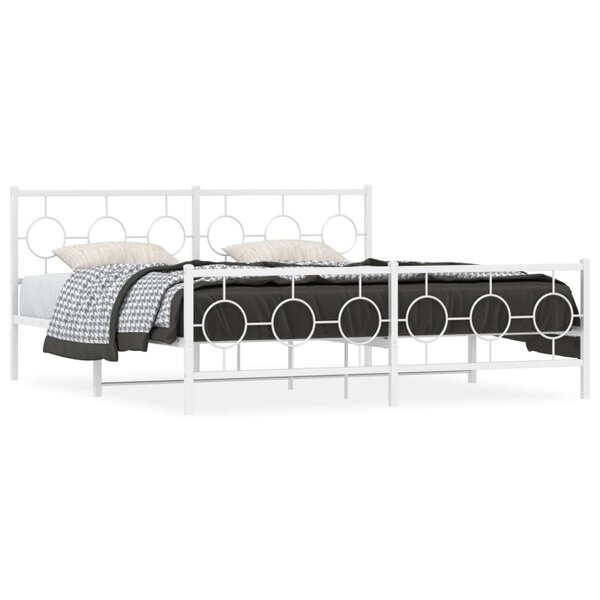 vidaXL Cadre de lit métal sans matelas et pied de lit blanc 183x213 cm