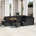 vidaXL Ensemble de canapés de jardin 12 pièces coussins noir poly rattan acacia