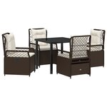 vidaXL 5 Pièces Set de Dîner de Jardin en Poly Rattan Marron