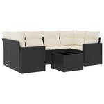 vidaXL Salon de jardin 7 Pièces avec coussins noir résine tressée