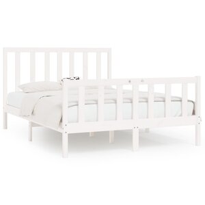 vidaXL Cadre de lit Blanc Bois massif 140x200 cm