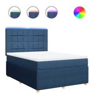 vidaXL Sommier à lattes de lit avec matelas Bleu 160x200 cm Tissu