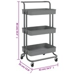 vidaXL Chariot de cuisine 3 niveaux Gris 42x35x85 cm Fer et ABS