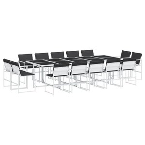 vidaXL Ensemble à manger de jardin avec coussins 15Pièces blanc textilène