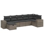 vidaXL Salon de jardin avec coussins 7 Pièces gris résine tressée