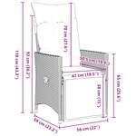 vidaXL Set de salle à manger de jardin 3 pièces avec coussins Gris Poly Rattan