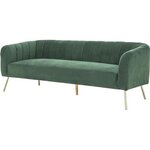 Canapé rétro - 3 places - Velours bleu vert - Style chic - 207 x 87 x 77 cm - MATHIS - Structure bois massif