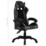 vidaXL Fauteuil de jeux vidéo avec LED RVB Gris et noir Similicuir