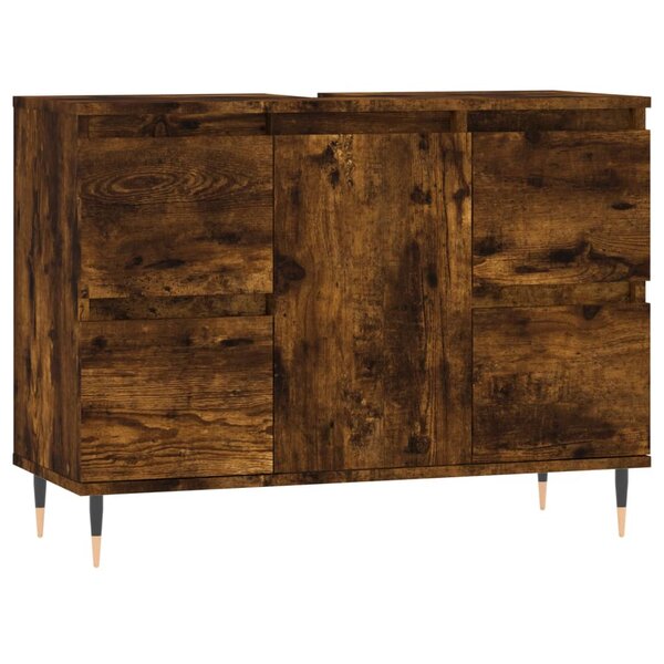 vidaXL Armoire salle de bain chêne fumé 80x33x60cm bois d'ingénierie