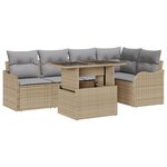 vidaXL Ensemble de canapé de jardin 6 pièces avec coussins en rattan poly beige