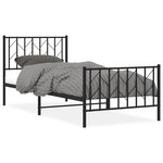 vidaXL Cadre de lit métal sans matelas avec pied de lit noir 90x200 cm