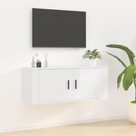 vidaXL Meuble TV mural Blanc brillant 100x34 5x40 cm