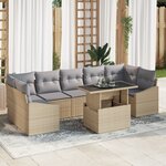 vidaXL Ensemble de canapé de jardin 8 pièces avec coussins beige en poly rotin