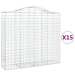 vidaXL Paniers à gabions arqués 15 Pièces 200x50x180/200 cm Fer galvanisé