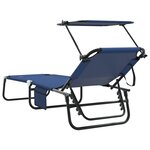 vidaXL Chaises longues pliantes 2 Pièces avec auvent en tissu Oxford 600D bleu