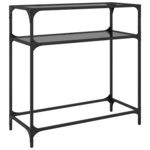 vidaXL Table console avec dessus en verre noir 80x35x81 cm acier