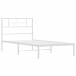 vidaXL Cadre de lit métal avec tête de lit blanc 90x200 cm