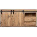 Buffet Manzano - Panneaux de particules - chêne Flagstaff - 2 portes coulissantes  2 tiroirs  1 niche - 180 x 87 x 40 cm