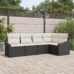 vidaXL Ensemble de Canapés de Jardin 5 pièces avec Coussins Noir Rattan Poly