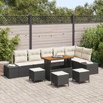Ensemble de Canapés de Jardin vidaXL 10 Pièces avec Coussins Rattan Poly Noir