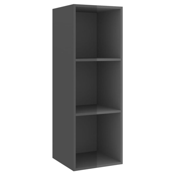 vidaXL Meuble TV mural Gris brillant 37x37x107 cm Bois d’ingénierie