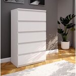 Commode CHELSEA 5 tiroirs - 77 2 cm - blanc mat
