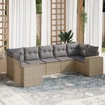 vidaXL Salon de jardin avec coussins 7 Pièces beige résine tressée