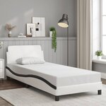 vidaXL Cadre de lit sans matelas blanc et noir 90x190 cm similicuir