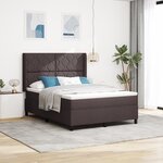 Lit Box Spring vidaXL avec Matelas & LED Marron Foncé 140x200 cm Tissu