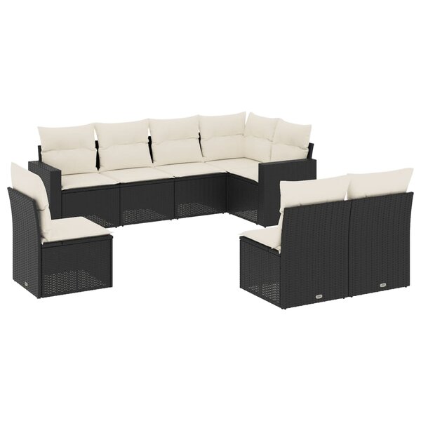vidaXL Salon de jardin 8 Pièces avec coussins noir résine tressée