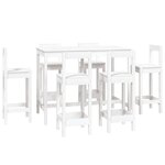 vidaXL Ensemble de bar 7 Pièces Blanc Bois de pin massif