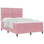 Lit Box Spring avec Matelas Rose 140x190 cm en Velours