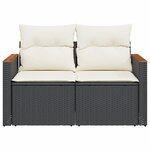 vidaXL Canapé de jardin avec coussins 2 places noir résine tressée