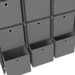 vidaXL Étagère à 9 cubes avec boîtes Gris 103x30x107 5 cm Tissu
