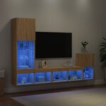 vidaXL Unités murales TV avec LED 4 Pièces chêne sonoma bois d'ingénierie