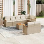 vidaXL Salon de jardin avec coussins 9 Pièces beige résine tressée