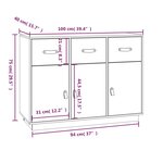 vidaXL Buffet Gris 100x40x75 cm Bois massif de pin