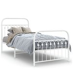 vidaXL Cadre de lit métal avec tête de lit/pied de lit blanc 90x190 cm